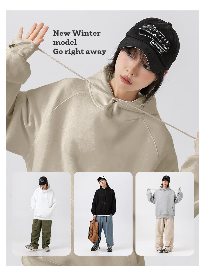 Mianzhi National Trend Brand Men's Hoodie, American-Style Loose-Fitting Trendy Base Layer, Versatile Couple's Outfit 28
