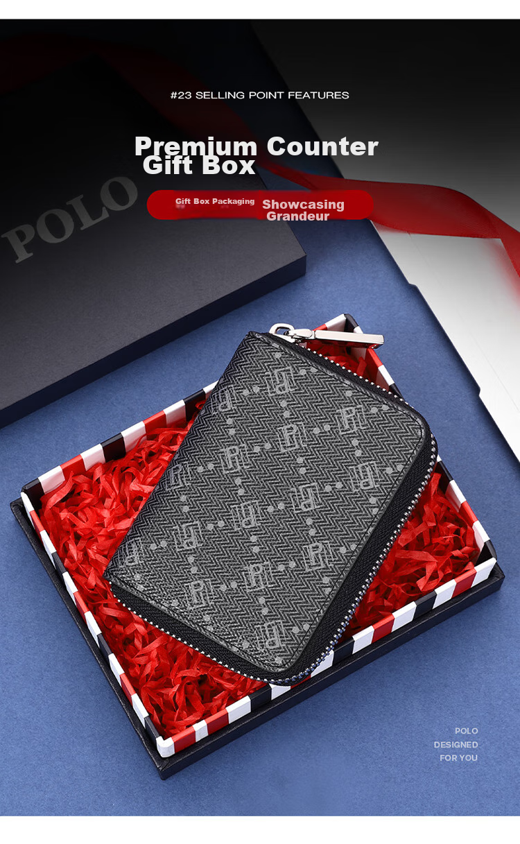 POLO Card Holder for Men, Multi-Card Accordion Wallet, Portable Coin Purse, Business Card Case, Gift Box Set, Birthday Present for Boyfriend 2