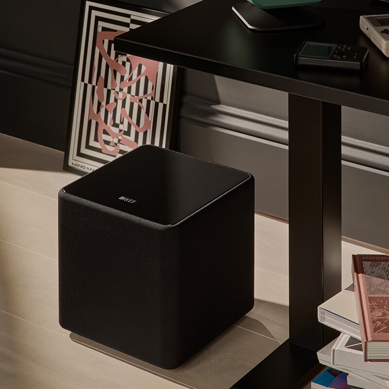KEF Kube 8 MIE High-Power Active Subwoofer, Home Theater Super Bass Speaker, Low-Frequency Loudspeaker, One Piece, Black, Graduation Gift