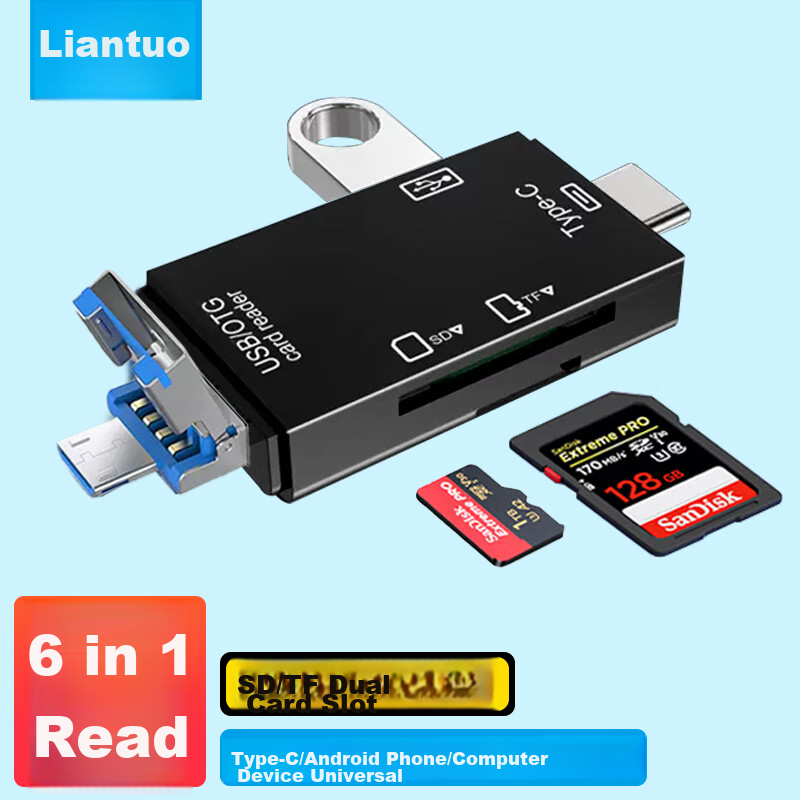 LinkStone USB/Type-C Card Reader, SD/TF/Udisk Multi-Function Four-In Card Reader, Computer And Phone OTG Card Reader, Supports Camera Drone Dash Cam Memory Cards