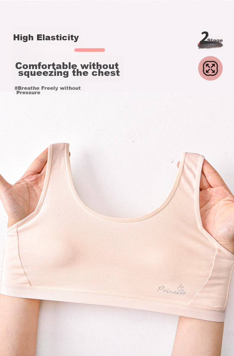 Ailier &ouluola Girls' Underwear, Bra for Ages 15-18, High School Pure Cotton, Puberty, Middle School Teenagers, Adolescent Girls, Student Bras, Size 75B 7