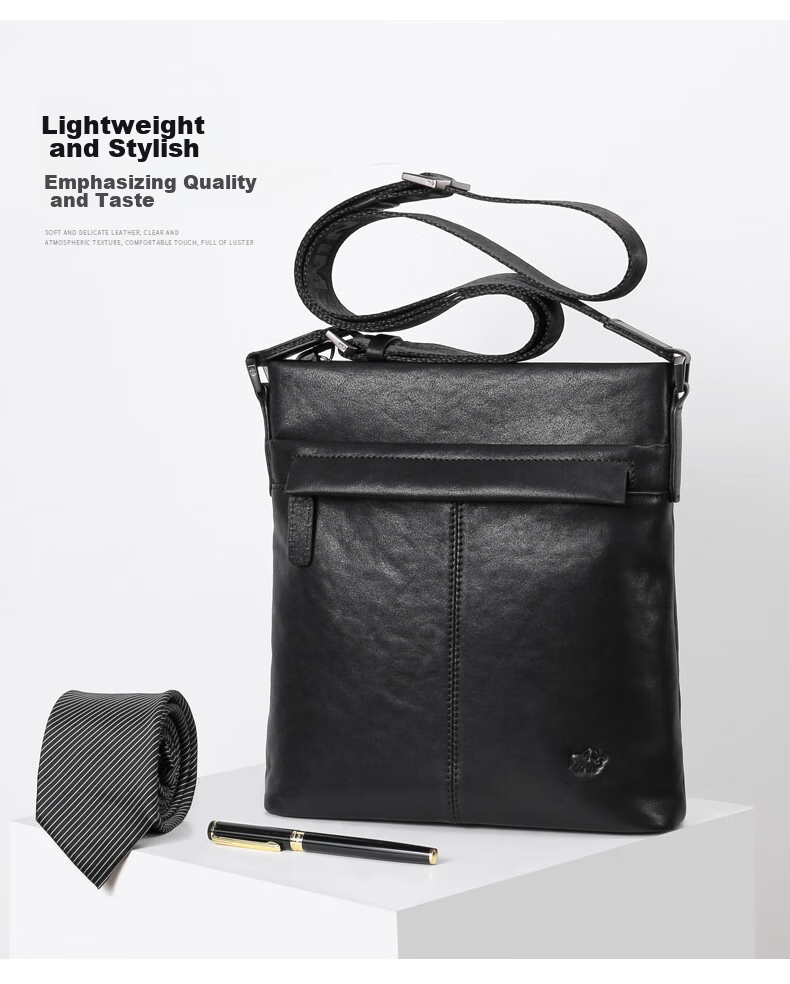 Meizhouyeniou Men's Single Shoulder Bag, Top-Grain Leather Casual Shoulder Crossbody Bag, Business Men's Bag, Birthday Gift for Boyfriend 4