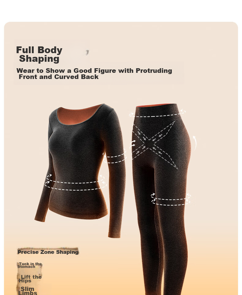 LUCKMEEY Women's Thermal Underwear Set, Shaping And Slimming, New Spring And Autumn Style, Base Layer for Body Contouring, Slimming Top And Pants 4