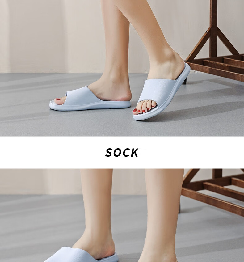 Huameijianbu Couple's Home Slippers, Bathroom Indoor Leak-Proof Quick-Drying Thick Sole Non-Slip Sandals HM3333 Light Blue Size 36-37 12