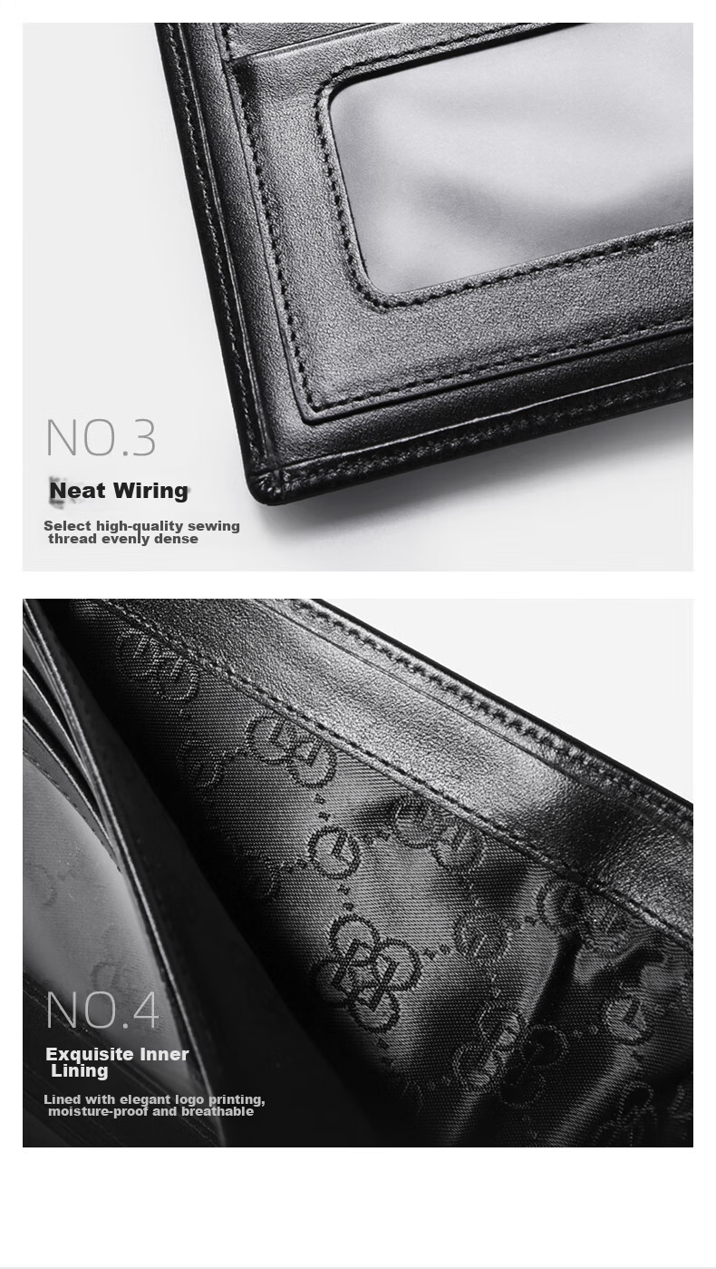 Goldlion First Layer Cowhide Men's Small Horizontal Bifold Wallet Gift Box Birthday Present 8