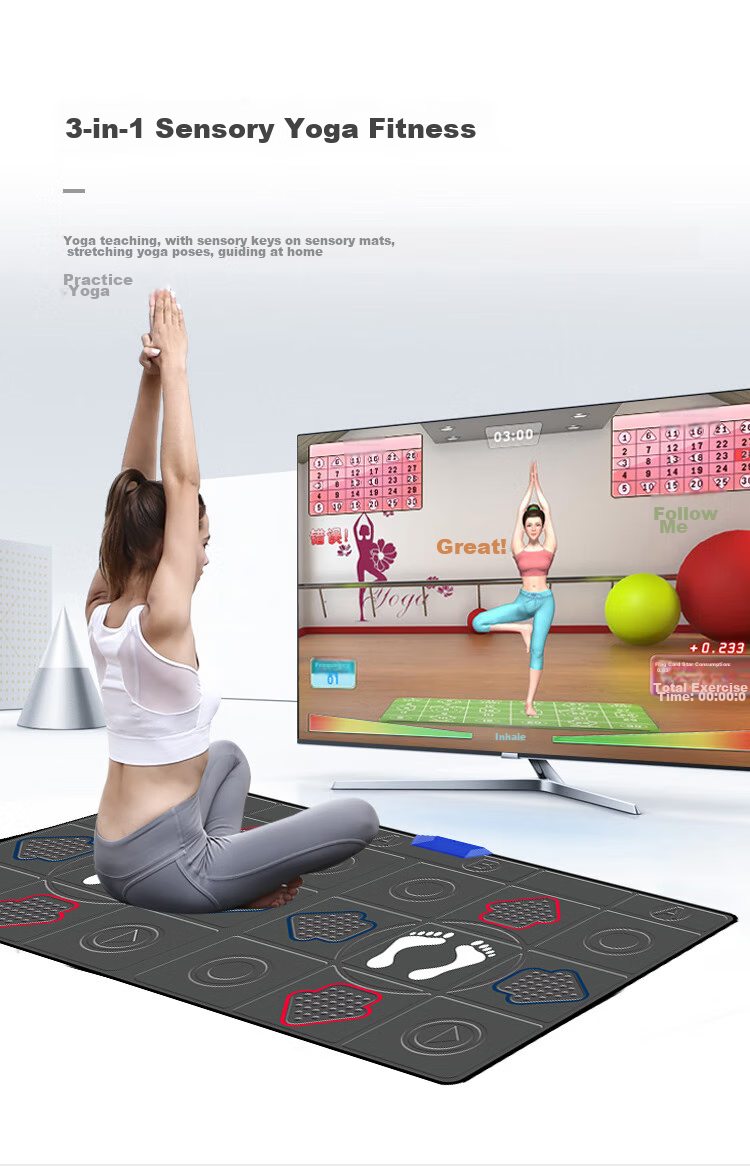 [Children's Birthday Gift] HongTai Double Wireless Dance Mat, Home TV Motion Sensor Camera, Running Mat 19