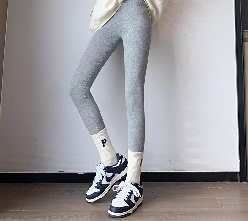 LangSha Ribbed Leggings for Women, Autumn Wear, High-Waisted, Slimming, Elastic Waist, Butt-Lifting, Calf-Slimming, Tight-Fitting Pants, Warm Cotton Trousers 39