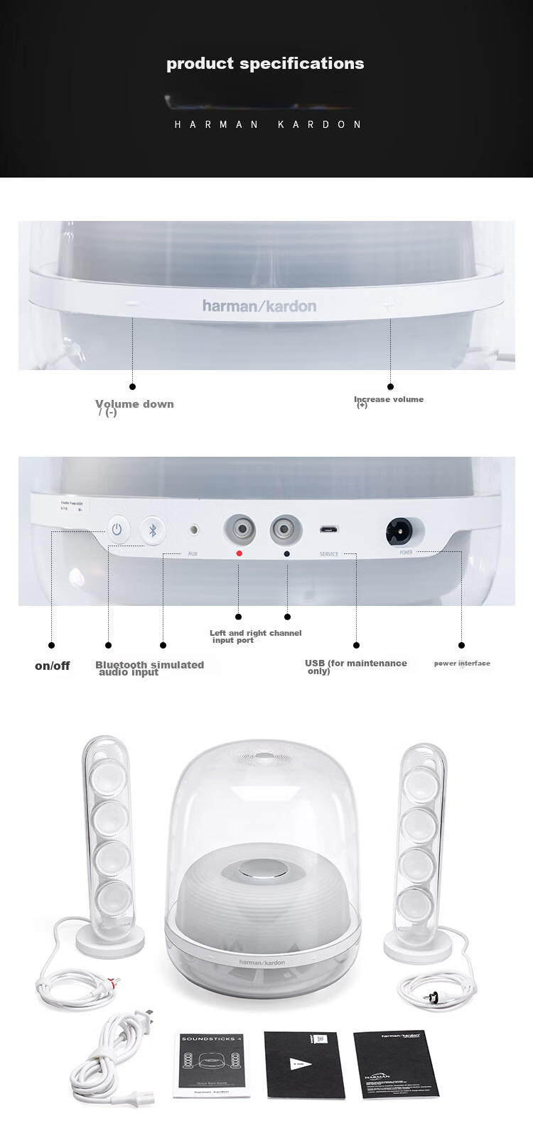 Harman/Kardon Music Crystal Fourth Generation Desktop Bluetooth Speaker, Audio System for TV And Computer, Gift Speaker SoundSticks4 Wireless Crystal 4 12