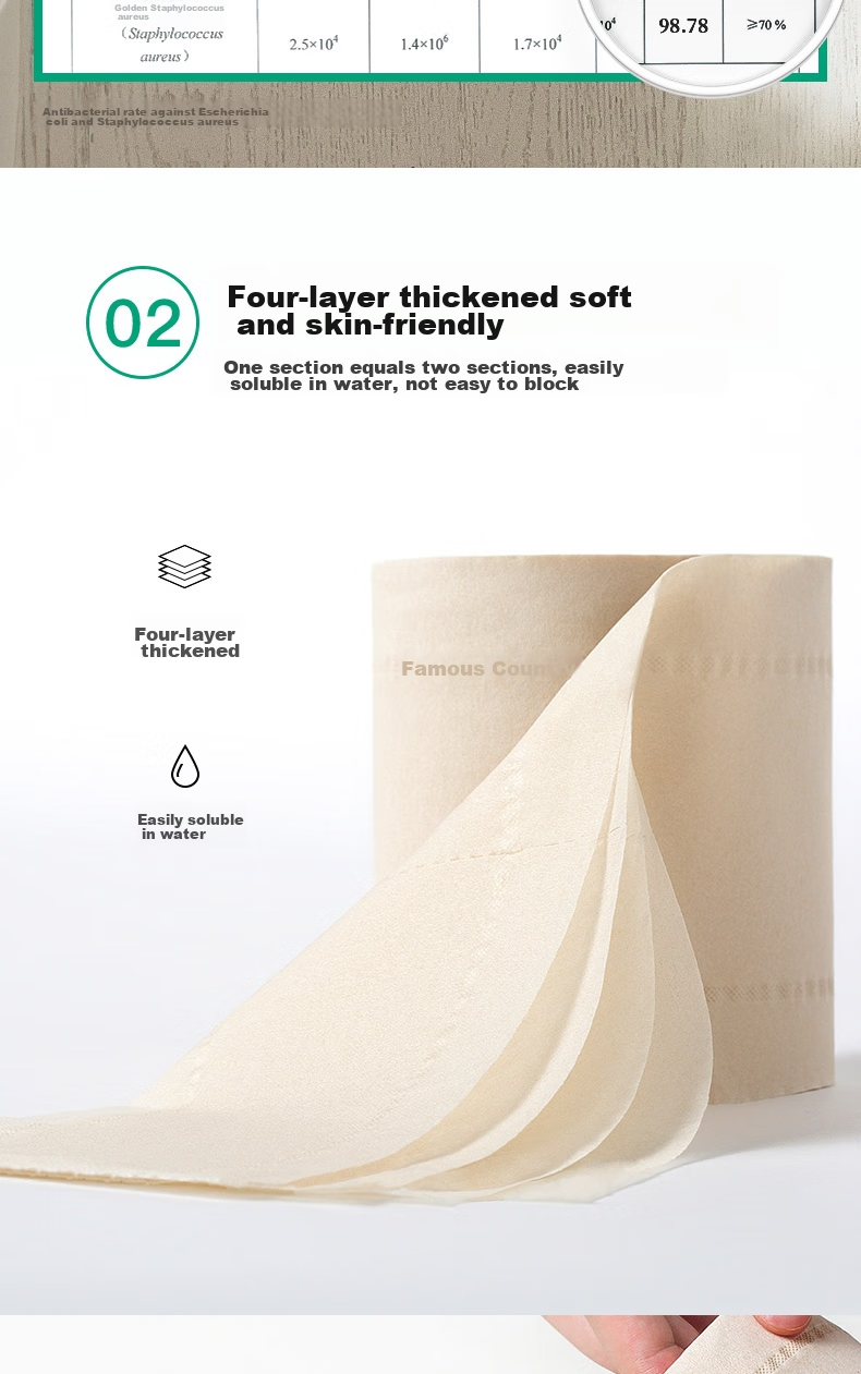 Wuro Core Roll Toilet Paper, Bamboo Pulp Paper, 4-Ply, 140g*30 Rolls, Thick Heavyweight Tissue Paper, Bathroom Paper, Toilet Paper Roll, Whole Box 5