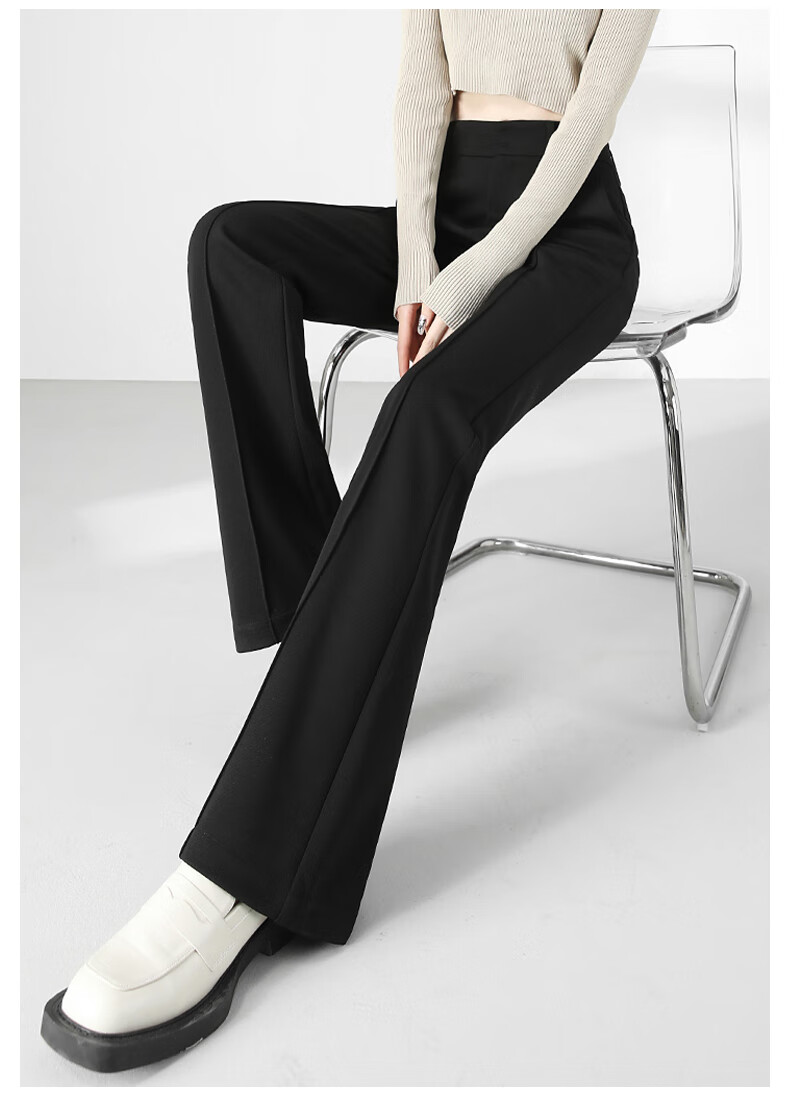 LangSha Women's Spring Thin High-Waist Slim Flared Trousers Casual Draped Long Pants 13
