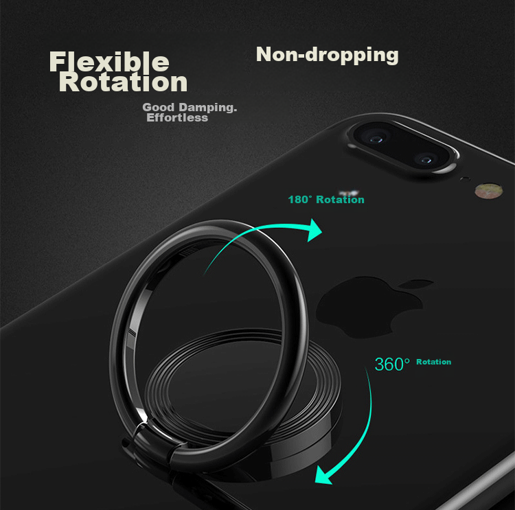 ESCASE Phone Stand Ring Holder Metal Ring Clip Slim Compatible with Huawei IPhone Samsung Xiaomi Honor Apple Phone Magnetic Car Mount Stand 7Plus Jazz Black 4