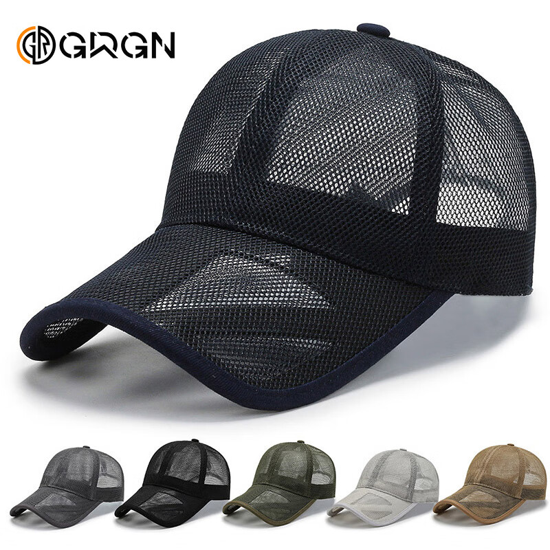 GRGN Men's Summer Mesh Sunshade Breathable Sun Hat Fishing Cap Duckbill Cap GMAT-K636