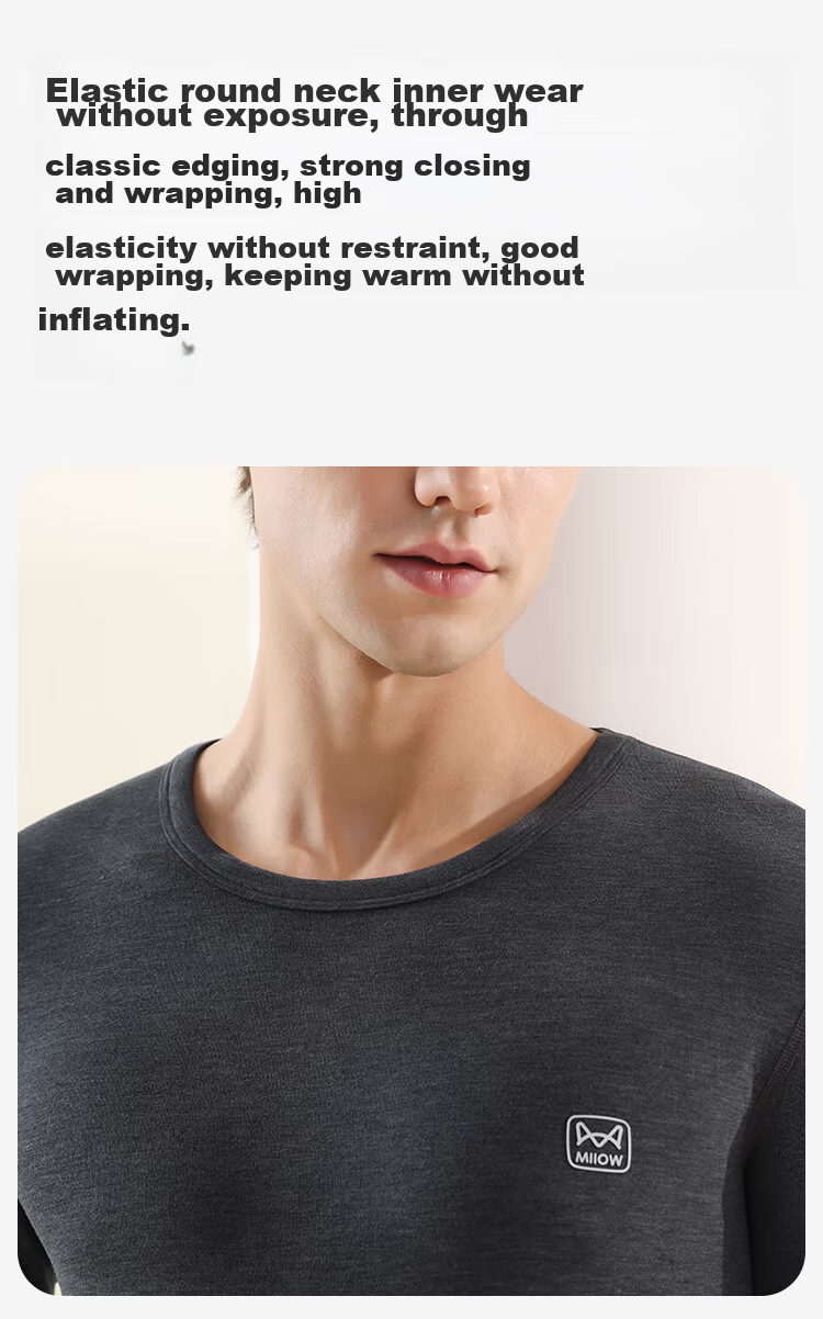 MiiOW Modal Men's Thermal Underwear Set, Autumn Thermal Top And Bottom, Fleece-Lined Thick Warm Undergarments 24