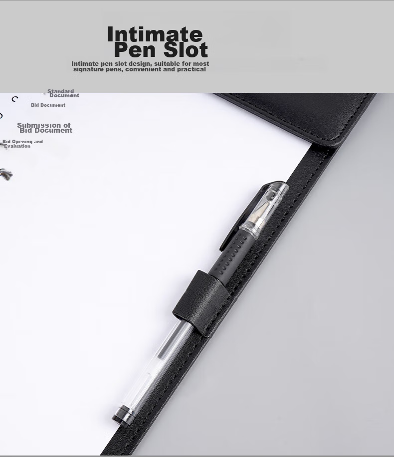 SIMAA A4 Magnetic Leather Conference Board Folder, Magnetic File Folder for Meetings And Business Writing, Report Folder Writing Pad Office Supplies with Pen Holder 8592 Black 5