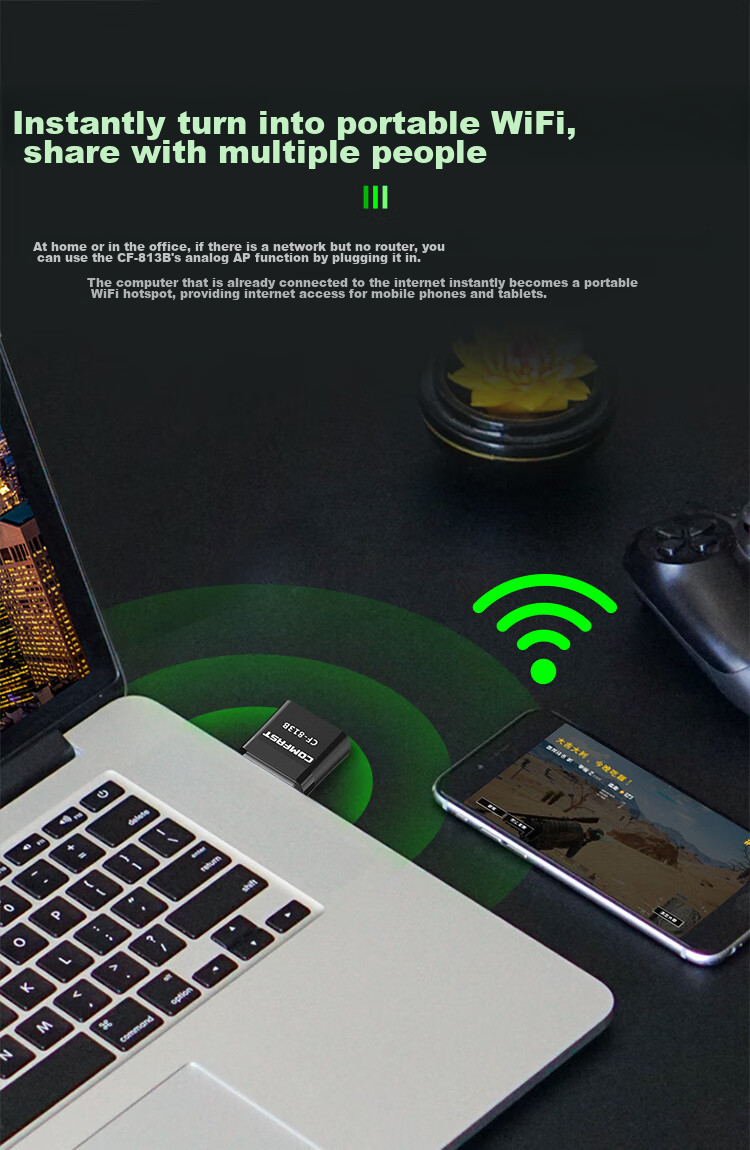 COMFAST CF-813B Dual-Band 650M Bluetooth 5G Wireless Network Adapter for Desktop And Laptop Computers, WIFI Receiver And Transmitter, Bluetooth WIFI Two-I 4