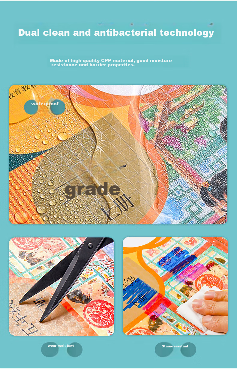 Jindeli 16K/10 Sheets Self-Adhesive Book Covers, Transparent Protective Sleeves for Elementary And Middle School Students, Book Wrapping Film, Stationery Cover Paper, OS8103S 5