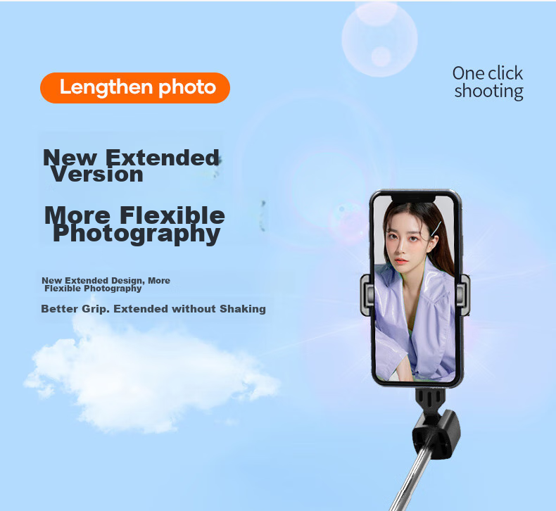 Bkayp Mini Selfie Stick Handheld Bluetooth Photography Gadget Portable Bluetooth Remote Control Desktop Handheld Vlog TikTok Outdoor Suitable for Android And Apple [No Light] 6