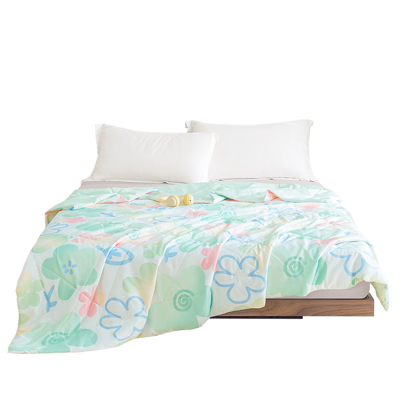 JD Original Summer Crush Cooling Quilt, Class A Ice Silk Air Conditioning Quilt, Machine Washable, 200x230cm, Floral Ice Pink