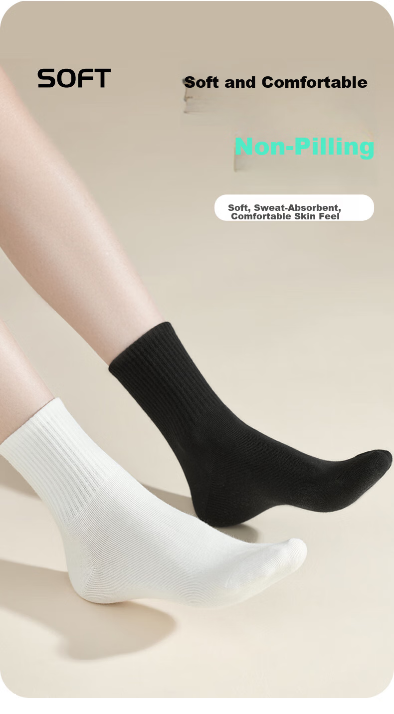 NOLANSEND Disposable Socks for Men And Women, Military Training Essential, No-Wash Daily Disposable Mid-Calf Socks, Black, 20 Pairs 2