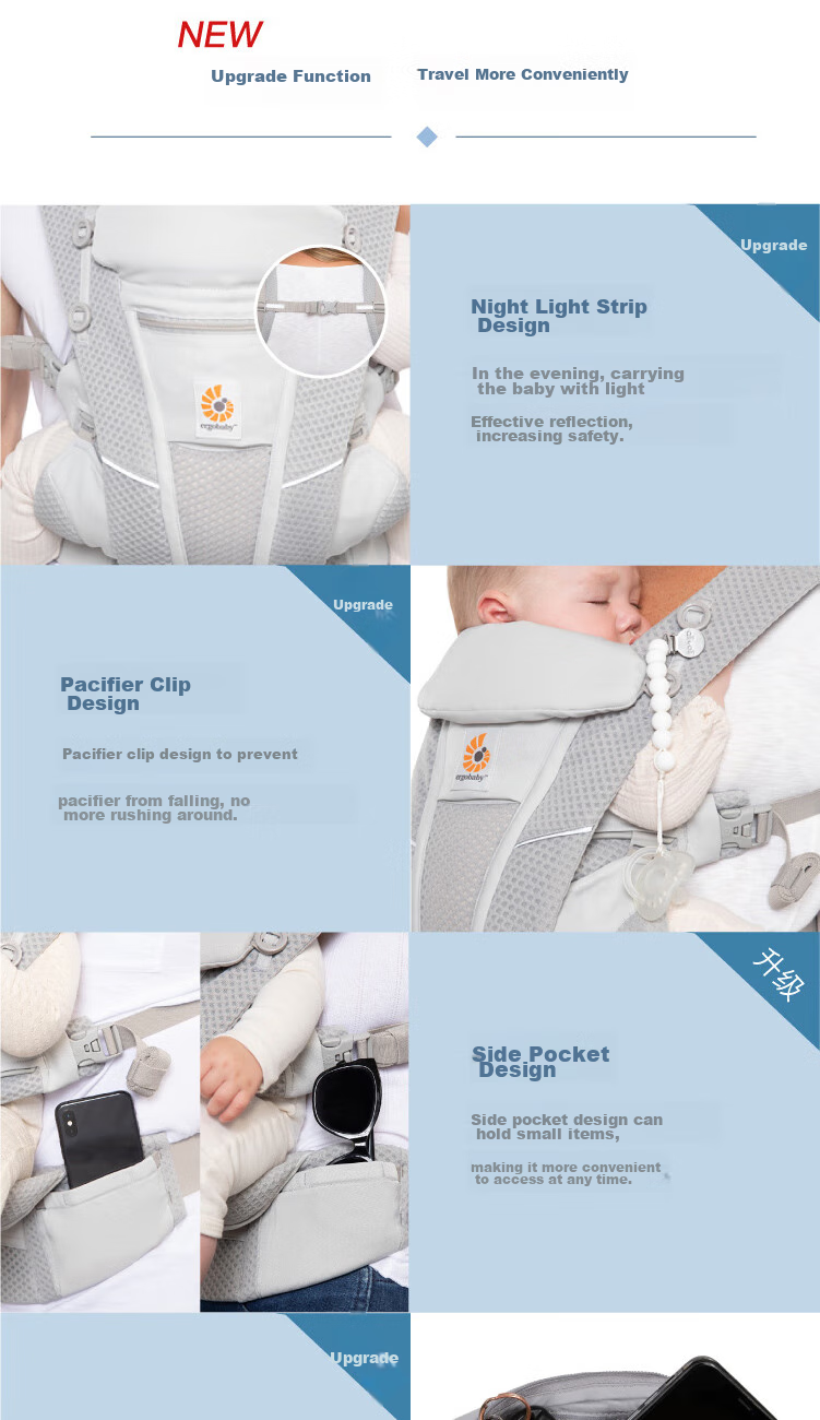 ERGObaby American Ergonomic Baby Carrier, Newborn Comfortable Strap, Breathable And Cool for Travel, Baby-Carrying Essential Breeze Wildflower Rice 9