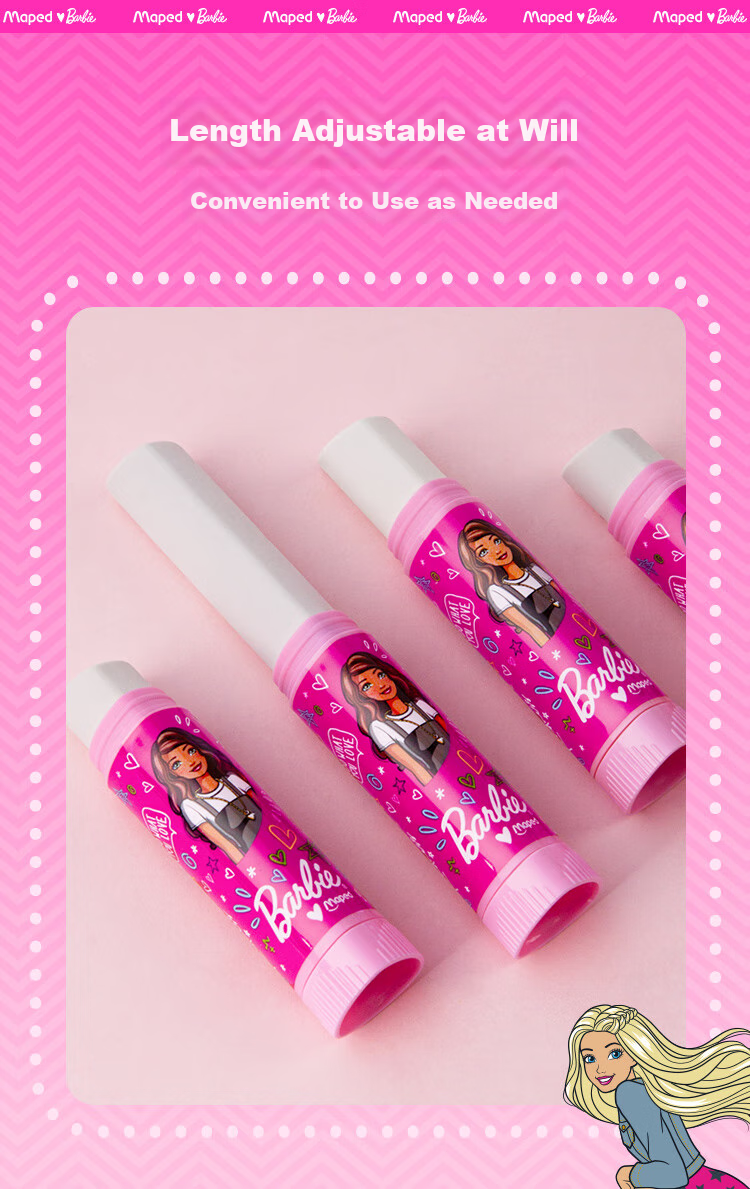 Maped Barbie Princess Lipstick Eraser, Children's Protective Cover Eraser, Dust-Free Clean, for Primary School Students, Non-Staining, Includes Replacement Core, Children's Day Gift, 152013CH 6