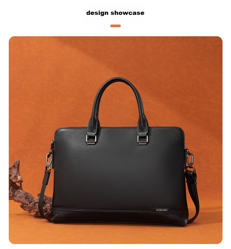 Aokang Briefcase, Business Bag for Men, Handheld Bag, Top-Grain Leather Laptop Bag, Birthday Gift for Husband 4