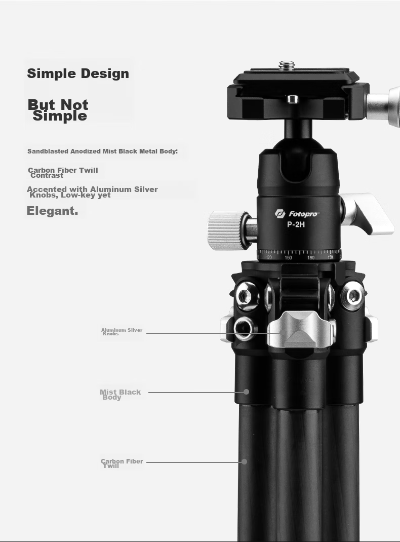 Fotopro P-2+P Carbon Fiber Lightweight Photography And Videography Tripod, Live Streaming Stand, O.49KG/5KG 8