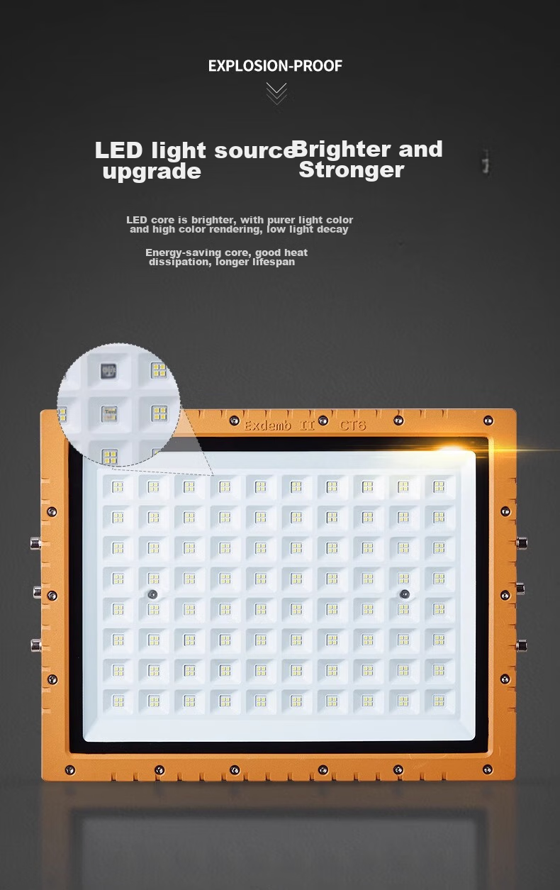 Qianzhiyi LED Explosion-Proof Light High-Power Waterproof Corrosion-Resistant Square QY-GY-FB200W Industrial Floodlight for Construction Sites, Warehouses, Factories, Chemical Plants, Workshops, Gas S 5