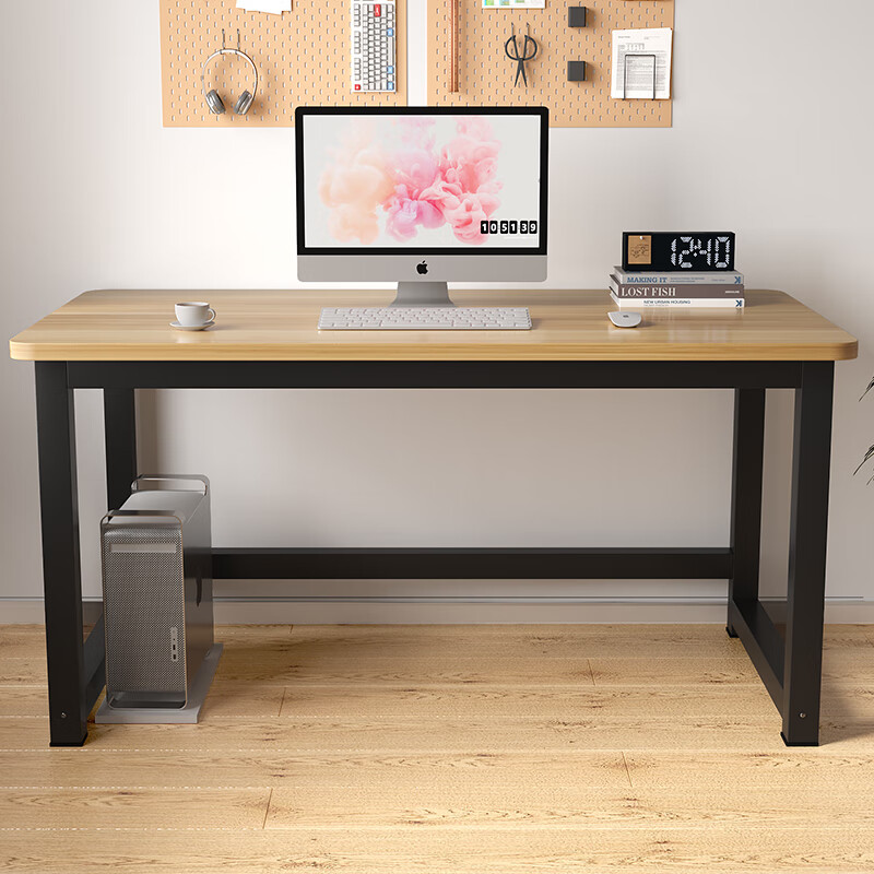 KULIN Computer Desk Home Desktop Writing Desk for Bedroom And Living Room, Simple Office Study Table, Walnut Color, 1.2 Meters