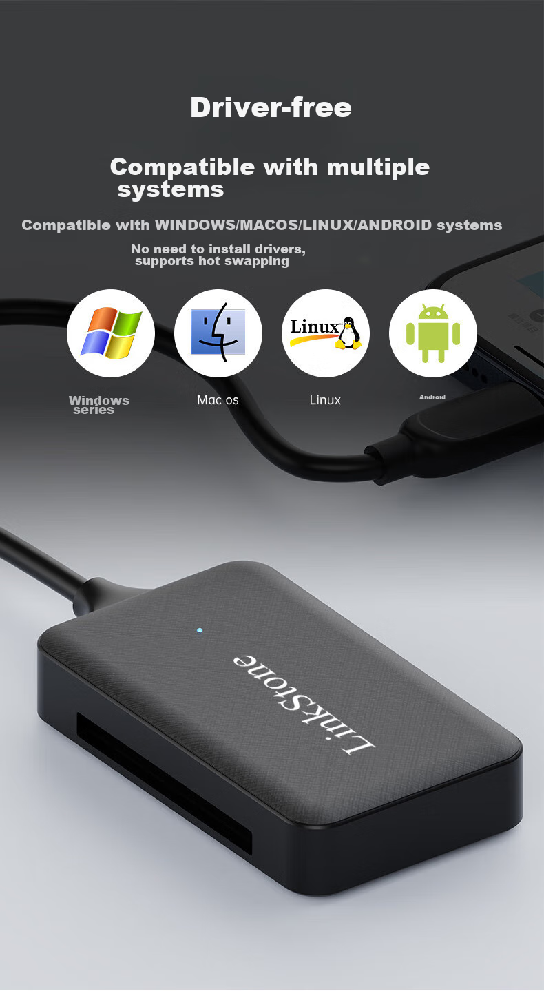 LinkStone Type-C/USB Multi-In OTG Mobile Phone Card Reader, High-Speed, Supports SD/TF/CF/MS Cards, Sony Digital Camera Camcorder Memory Stick, PSX Game Console 3