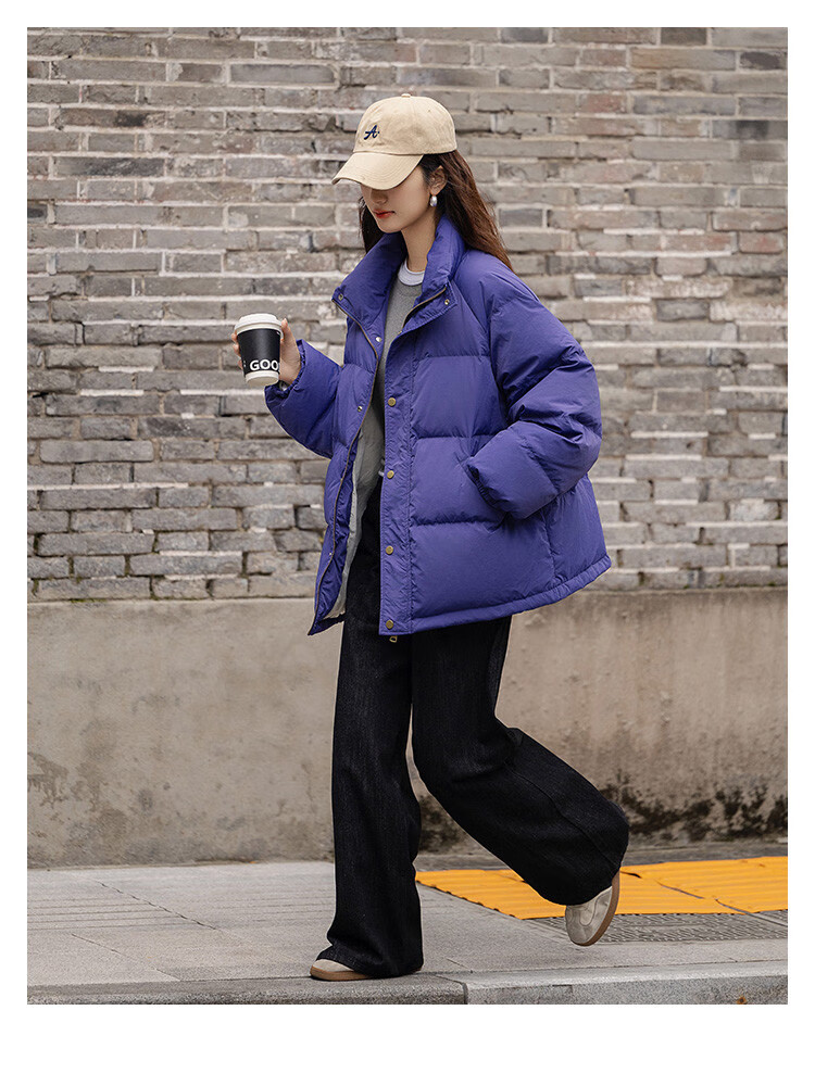 Dme [Light Warm Winter] Vintage Stand Collar 90% Duck Down Jacket for Petite Women, Warm Coat for Winter 8