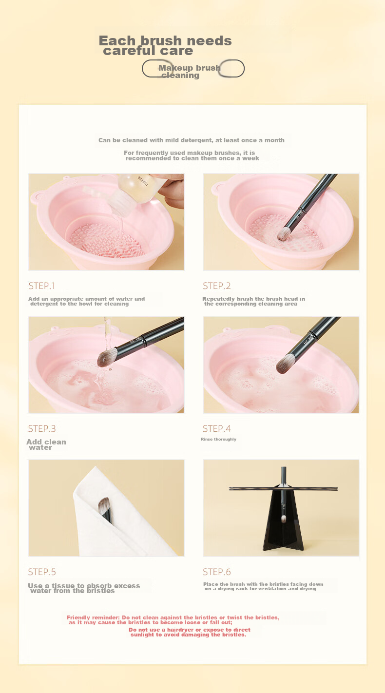 Huayang Portable Makeup Brush Set, 6 Classic Detachable Replacement Heads, Cangzhou Makeup Brush for May Day Outings 18