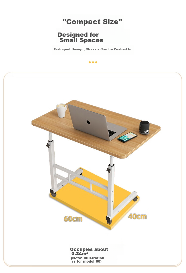 Anerya Computer Desk, Movable, Modern And Simple, Suitable for Small Apartments, Height Adjustable Small Table, 80x40CM, Pure White Color 10