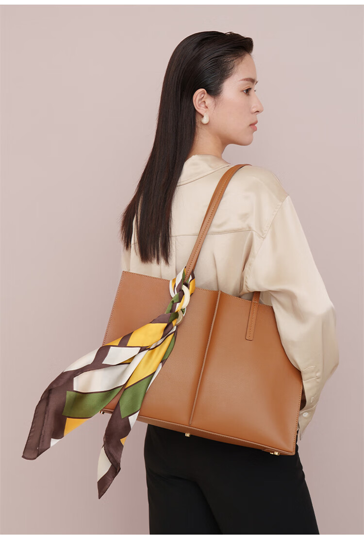HONGU Leather Handbag, Shoulder Bag And Tote Bag with Large Capacity for Commuting, Women's Scarf Bag, Birthday Gift for Girlfriend 11
