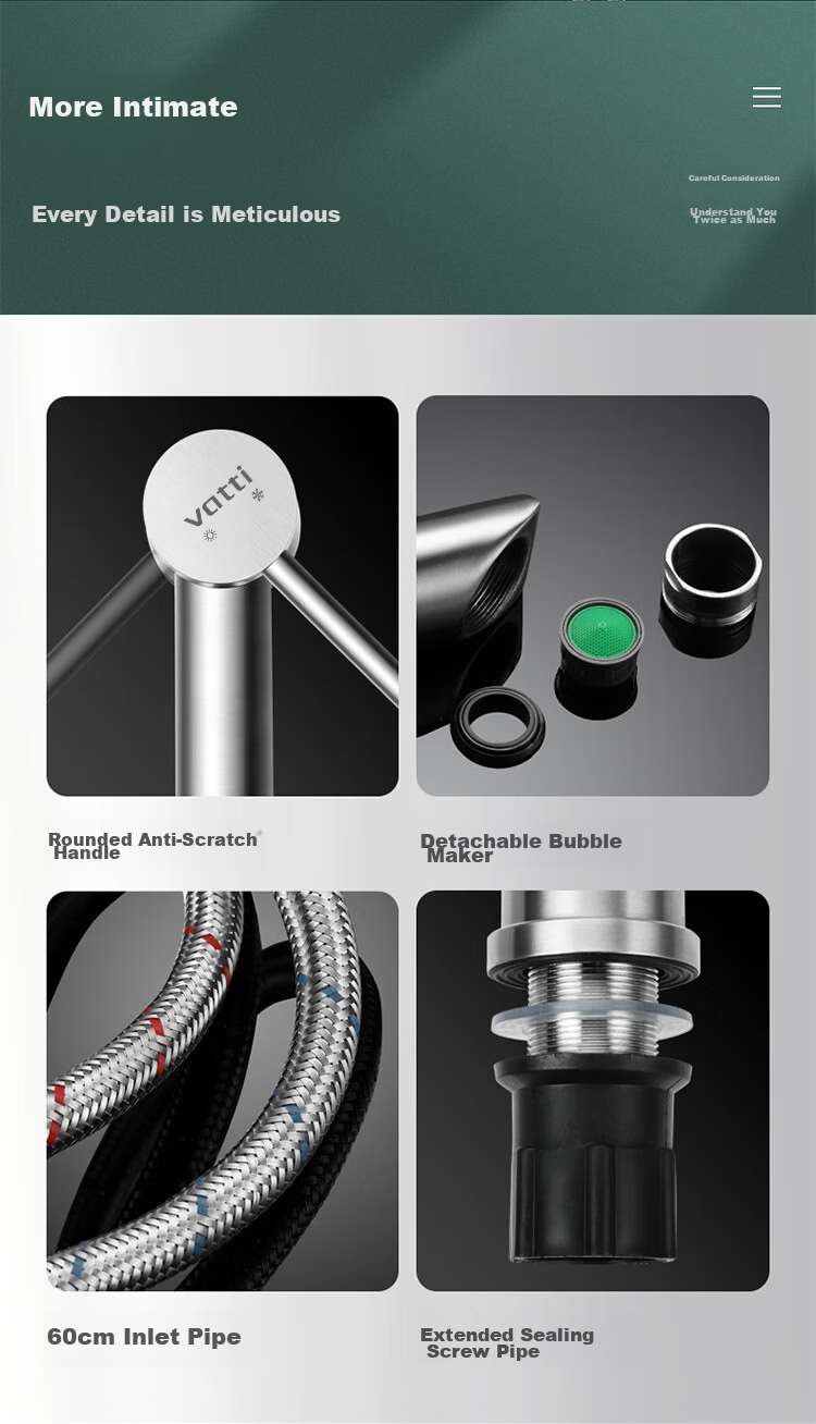 VATTI Basin Faucet, Washbasin, Face Basin, Bathroom Sink, Hot And Cold Stainless Steel Mechanical Arm, Swivel Rotatio 19