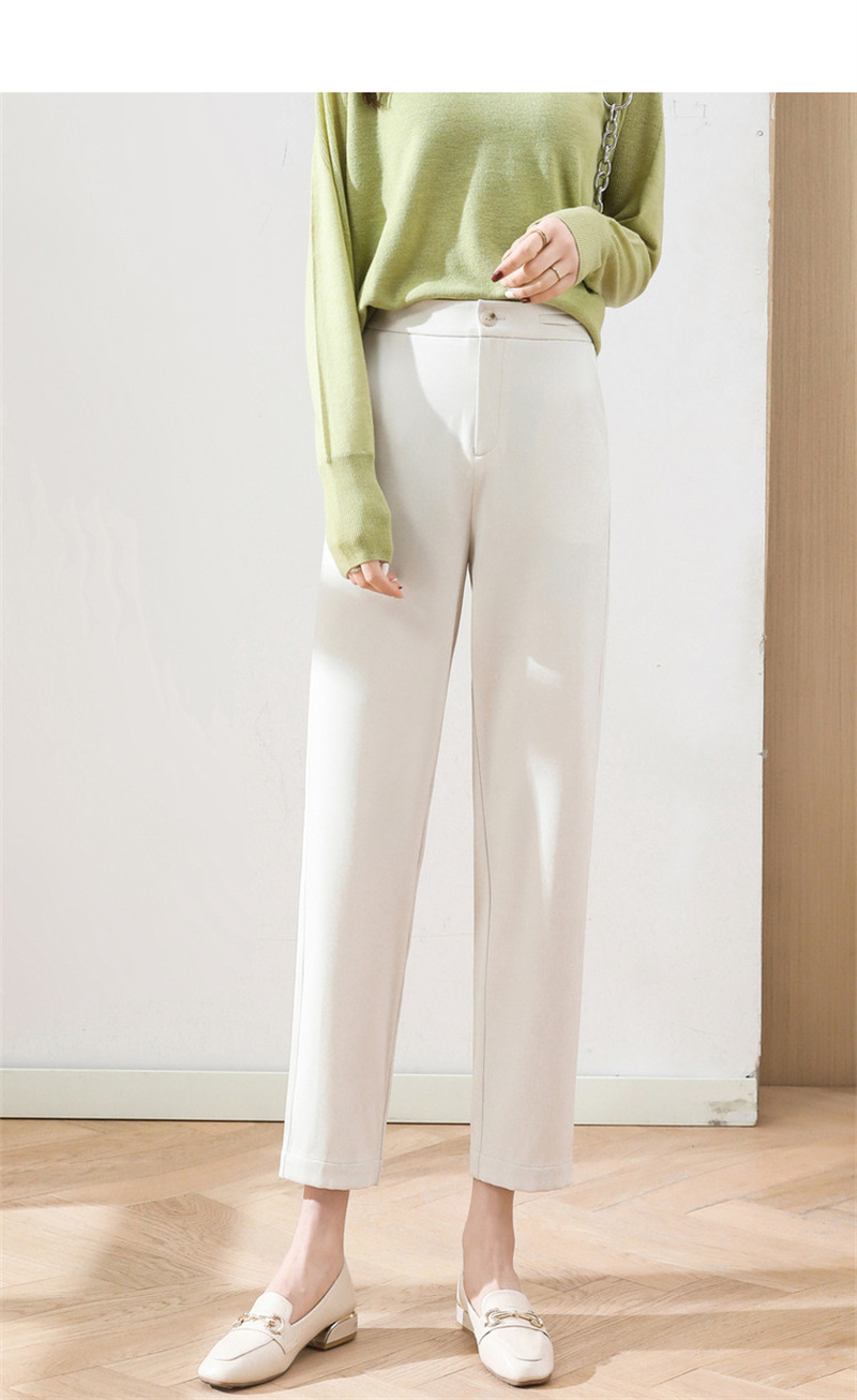 Dme Cropped Pants for Spring And Autumn, New Straight-Leg Suit Pants with Fake Pockets, Casual Trousers for Women, Khaki, S 7
