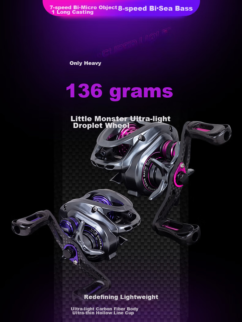 Guowangluya Small Monster Micro Water Drop Wheel, High-Speed Compared to Fugu Fish Wheel, Ultra-Light Shallow Line Cup, Load Unloading Alarm, 7-Speed Double Cup/right Hand 1