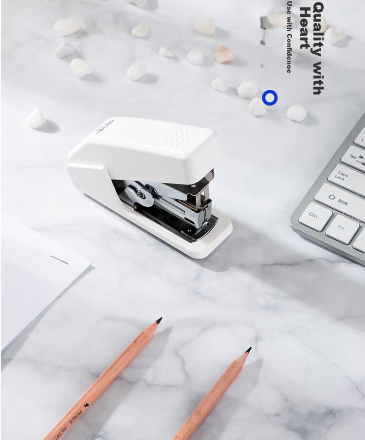Deli Single-Button Push-Button Stapler Compatible with #12 Staples, Holds 50 Staples, White 0466 (Staples Not Included) 5