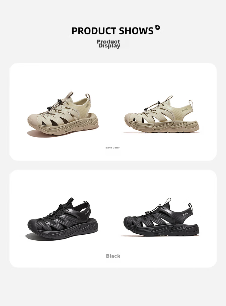 CAMEL Summer Outdoor Sandals for Men And Women, Thick-Soled Closed-Toe Beach Shoes, Water Wading And Stream Trekking Footwear 2