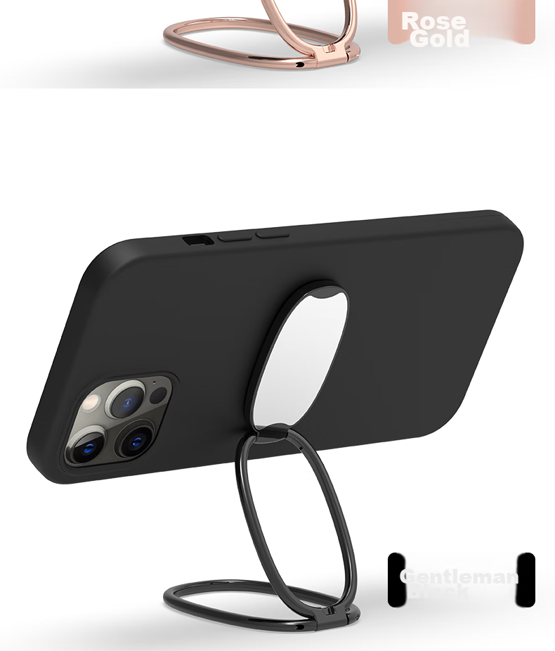 ESCASE Phone Stand, Foldable Metal Ring Clip, Adhesive Portable Lazy Support Bracket, Adjustable, Suitable for Samsung/OPPO/Honor Etc., Rose Gold, MDF-02 12