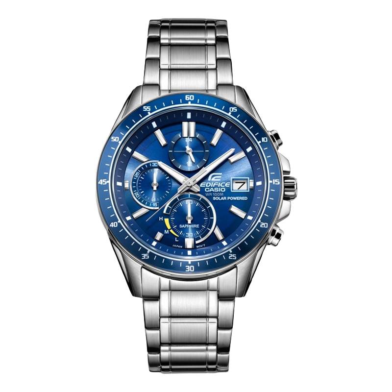 Casio Men's Watch, EDIFICE Solar-Powered Quartz Exam Watch, Japanese And Korean Style, Gift for Boyfriend, EFS-S510D