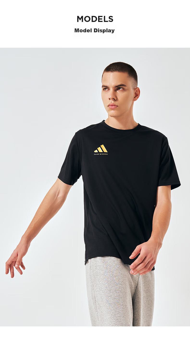 Adidas Men's Short-Sleeve T-Shirt, Summer Sports, Skin-Friendly, Breathable, Lightweight, Quick-Drying, Round Neck [Quick-Dry Version], Dark Gray, Size M 9