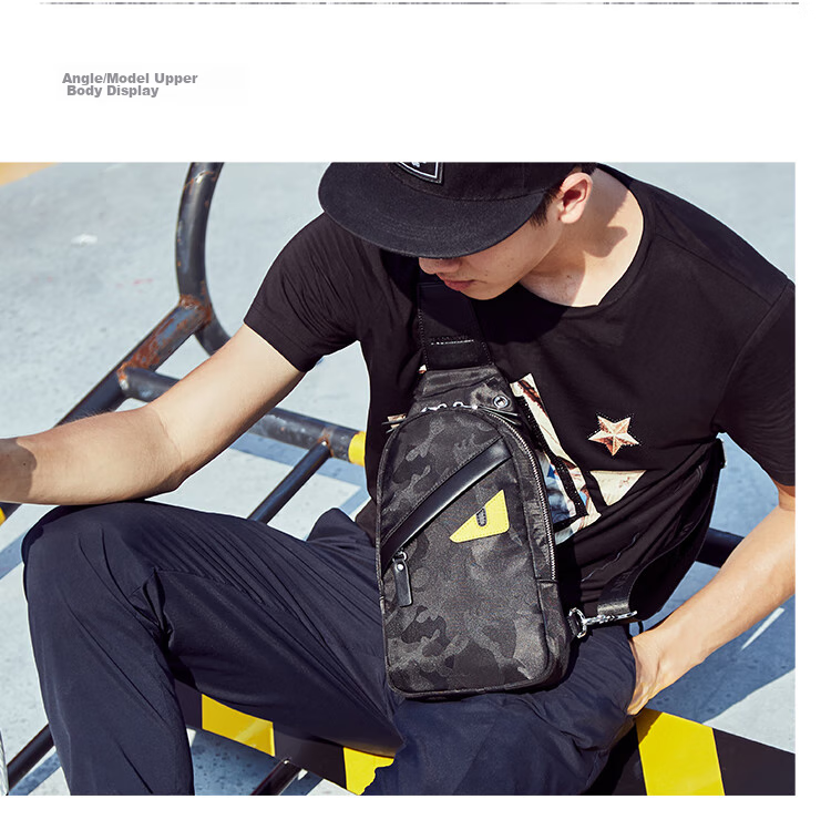 BOSTANTEN Men's Chest Bag And Waist Pack, Mini Shoulder Crossbody Bag for Young Men, Monster-Themed Trendy Backpack for College Students, Phone Bag And Sports Bag 6