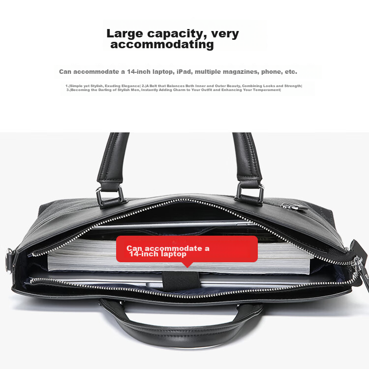 GOLF Briefcase, Men's Handbag, 14-Inch Laptop Bag, Business Office Travel Shoulder Crossbody Bag 7