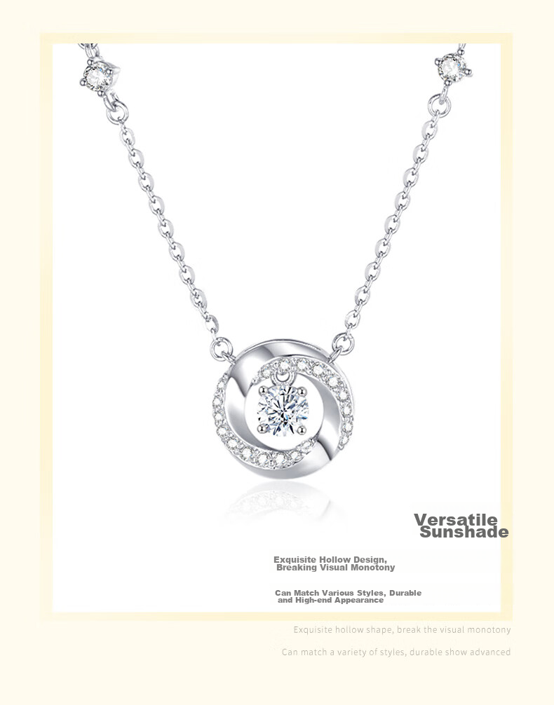 CHOW TAI SENG [Birthday Gift] Mobius Ring Silver Necklace, Dancing Heart Light Luxury Collarbone Chain for Girlfriend 6