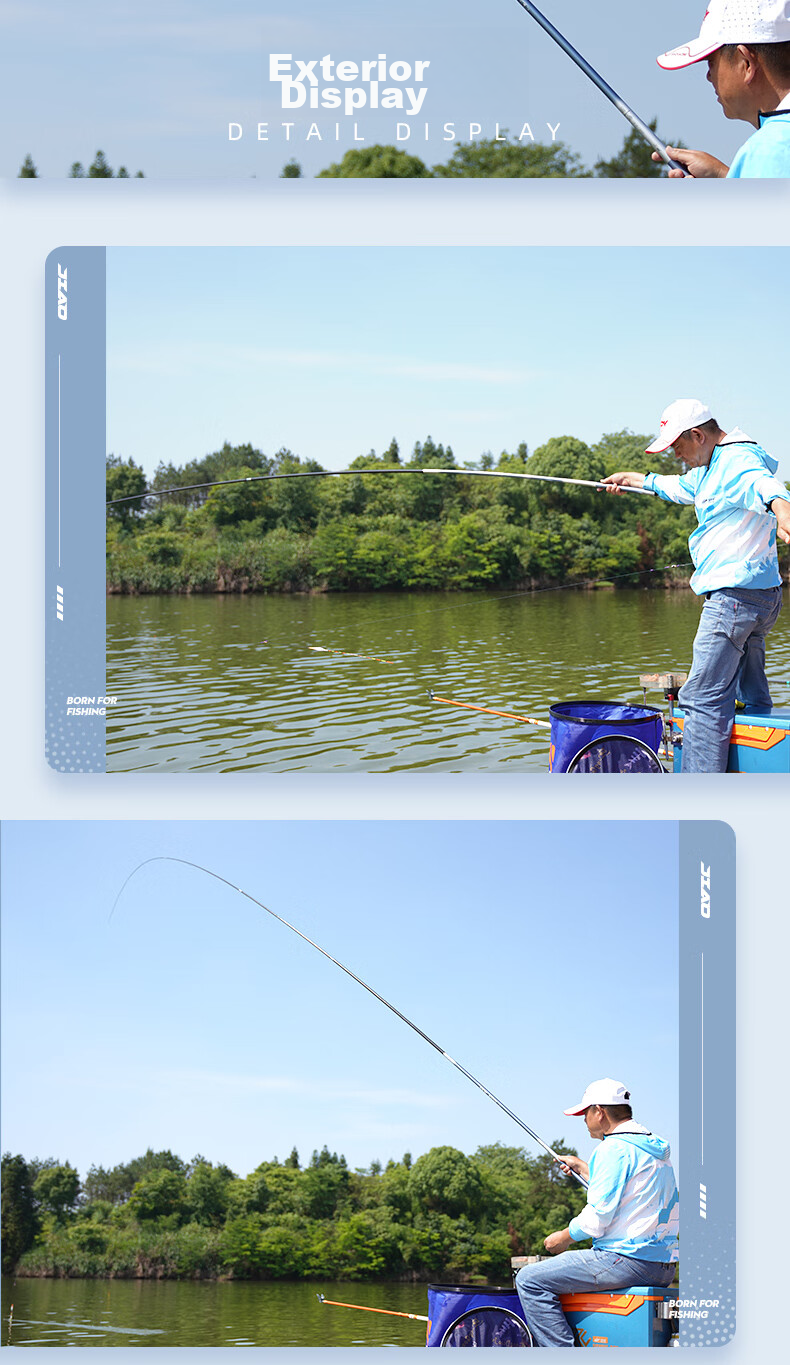 JIADIAONI New Soul Fishing Rod, Ultra-Light And Ultra-Hard Hand Rod, Fishing Pole for Wild Fishing, Black Pit, Carp And Crucian Carp, Platform Fishing Rod, 3.6M 14