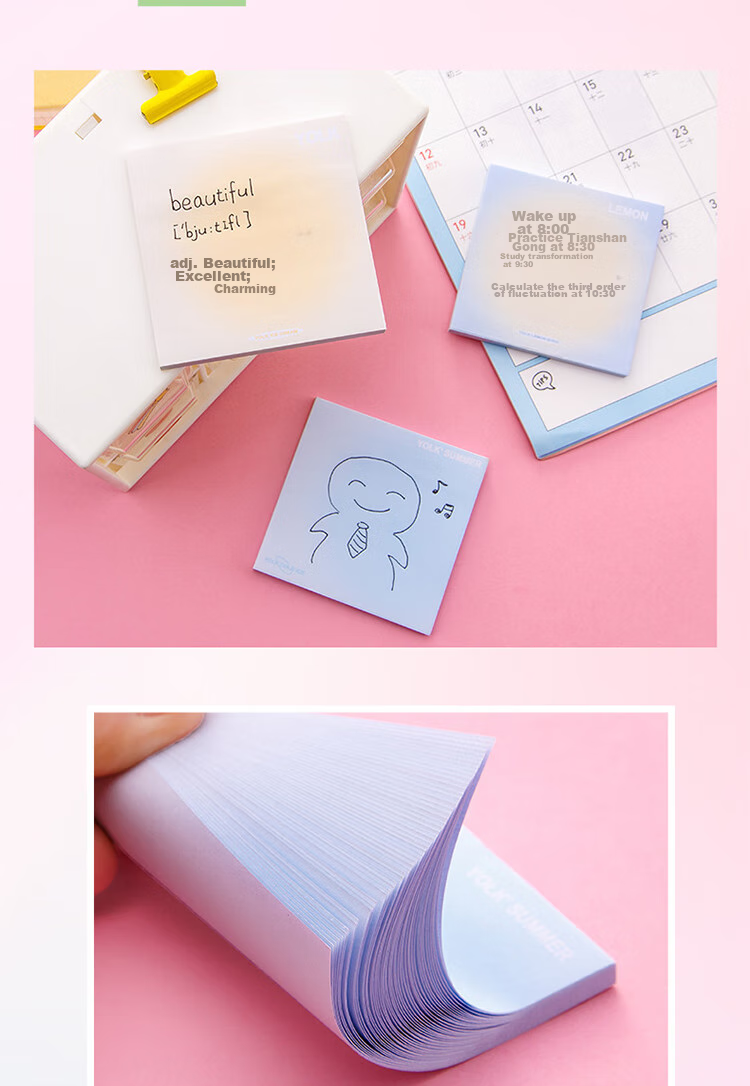 Yuhe 8-Pack Gradient Sticky Notes, Ins-Style Adhesive Labels with Glow Effect, High-Quality Memo Pads, Indicator Stickers for Students' Planners, 400 Sheets Total, 4256 5