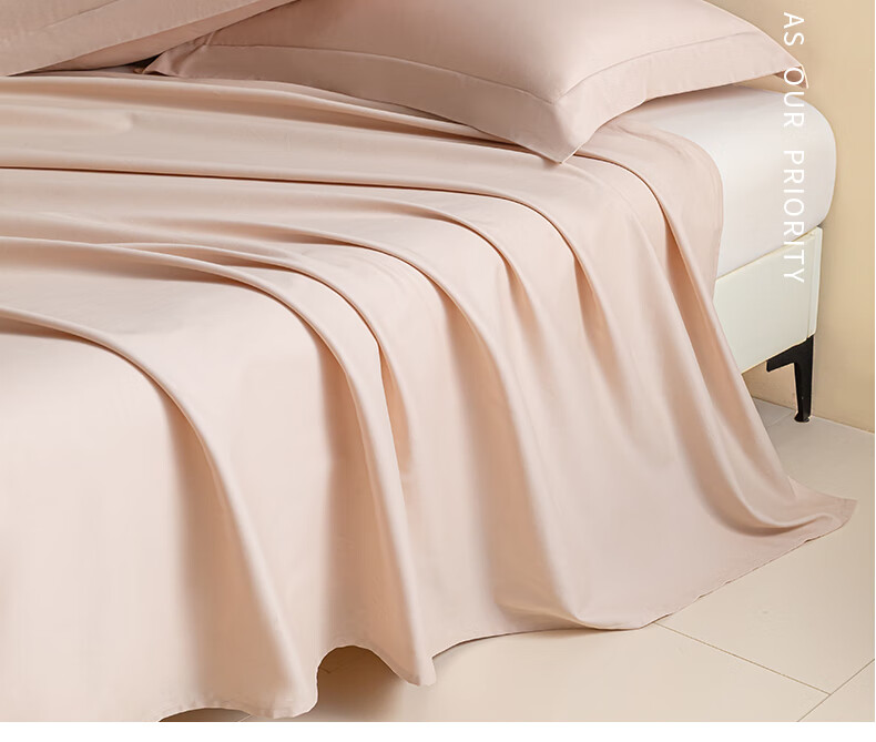 AMOR Antibacterial Class A 100-Count Brushed Cotton Bed Sheet Single Piece Naked Sleep Pure Cotton Winter Double Bed Sky Blue 245x250cm 8