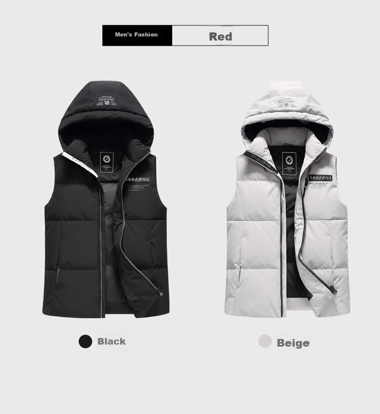 SNOWFLYING Autumn And Winter New Warm down Jacket Vest for Men, Hooded Casual Simple Versatile Sleeveless Vest Outerwear for Me 13