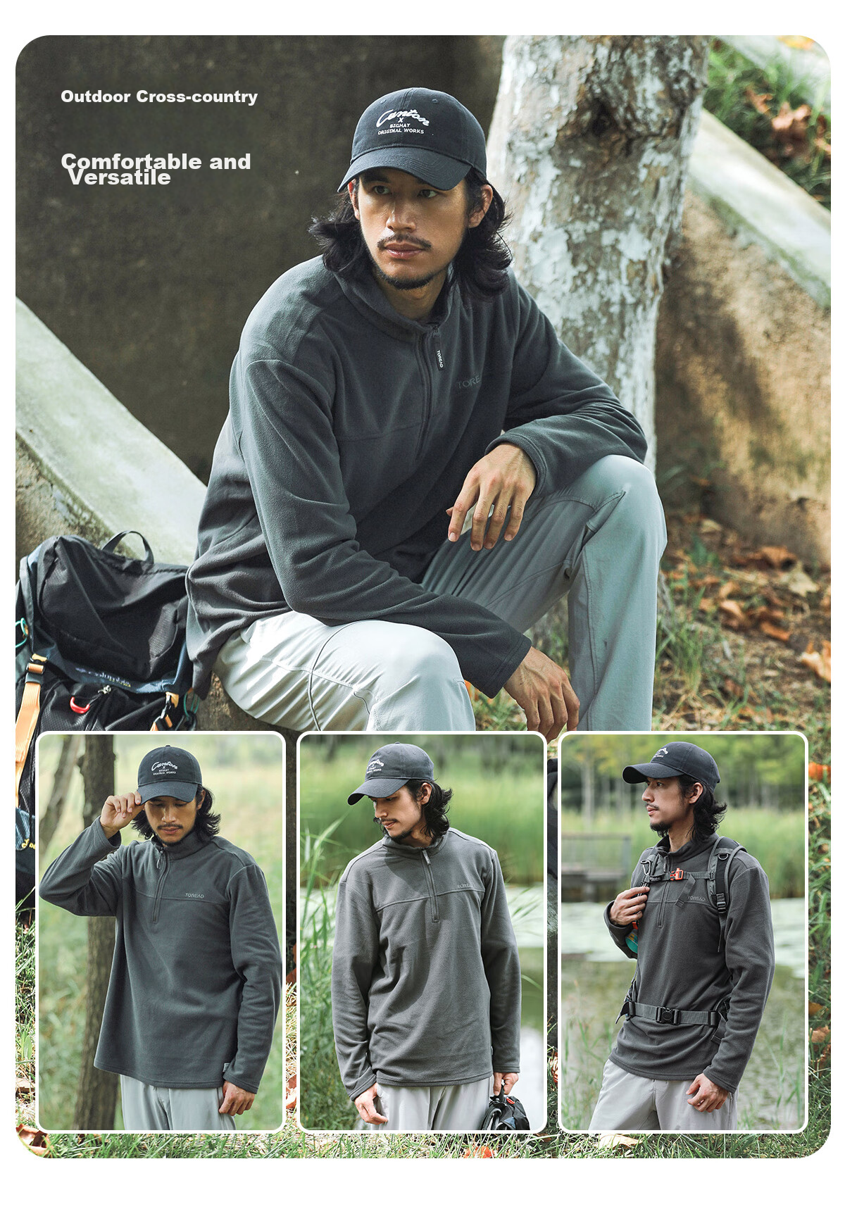 TOREAD Fleece Jacket, Autumn And Winter Men's Stand-Collar Ultra-Light Fleece Casual Versatile Anti-Static Coat TACCCM91362 10